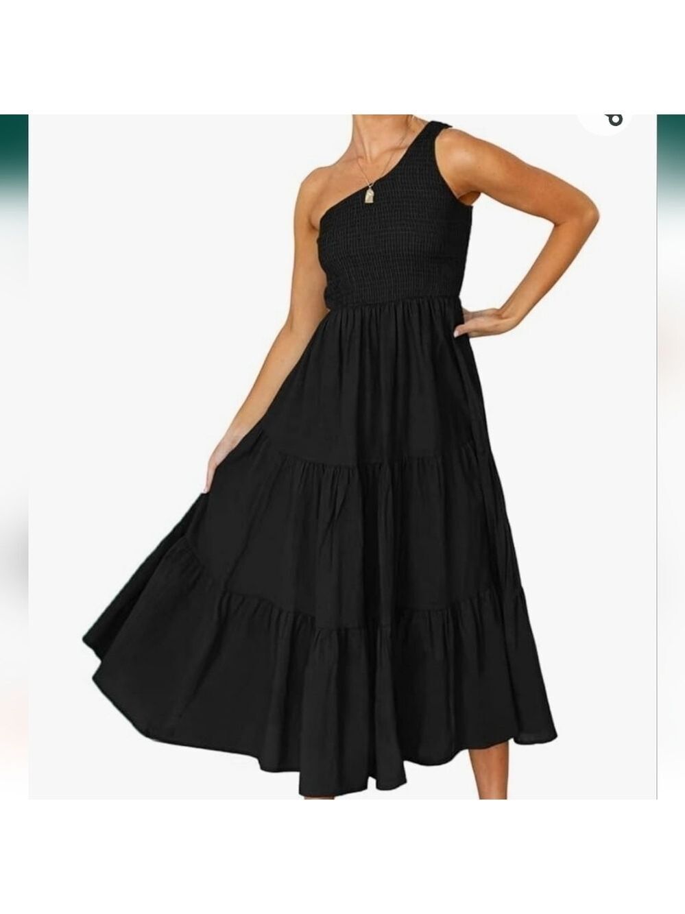 ZESICA Women's Bohemian One Shoulder Sleeveless Smocked NWT Size S